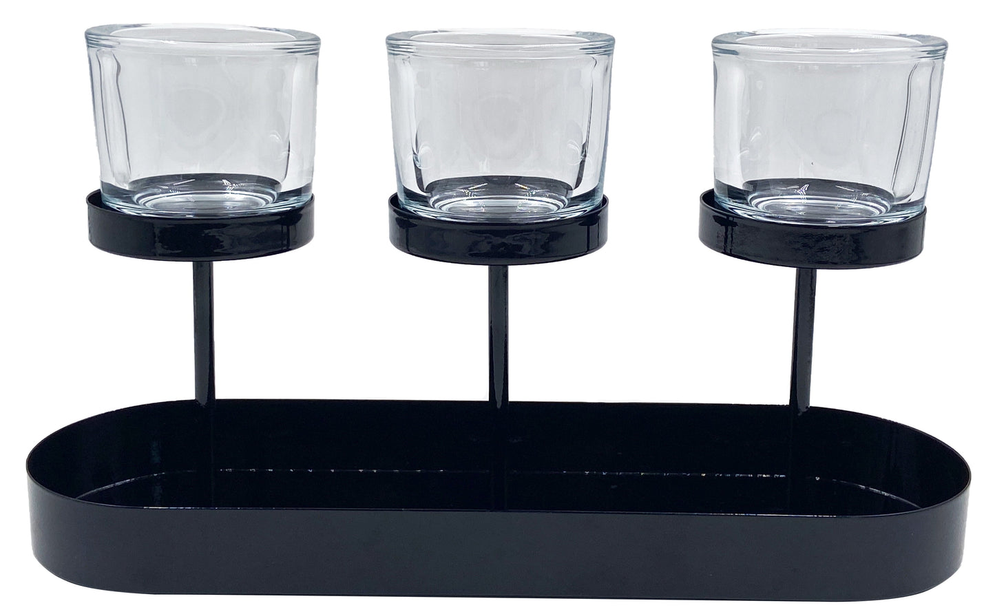 Decorative Black Metal Tealight Votive Candleholder Centerpiece, 6"
