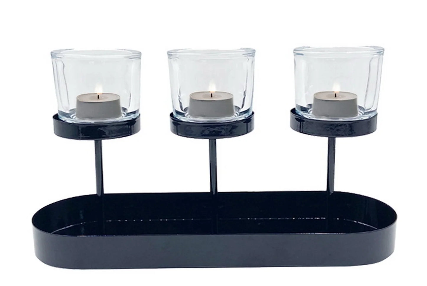 Decorative Black Metal Tealight Votive Candleholder Centerpiece, 6"
