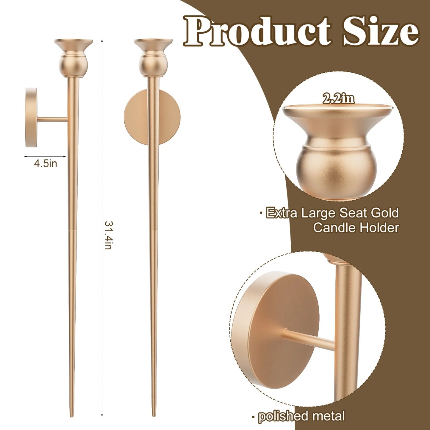 Golden Glow 2-Pack Candle Torch Wall Sconces – Elegant Electronic Candle Holders