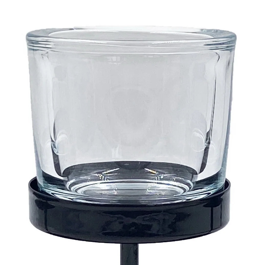 Decorative Black Metal Tealight Votive Candleholder Centerpiece, 6"