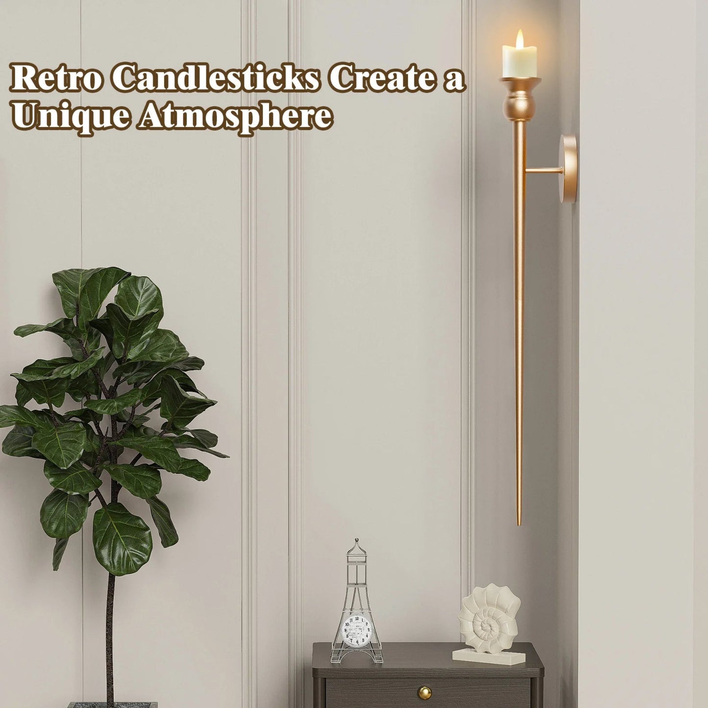 Golden Glow 2-Pack Candle Torch Wall Sconces – Elegant Electronic Candle Holders