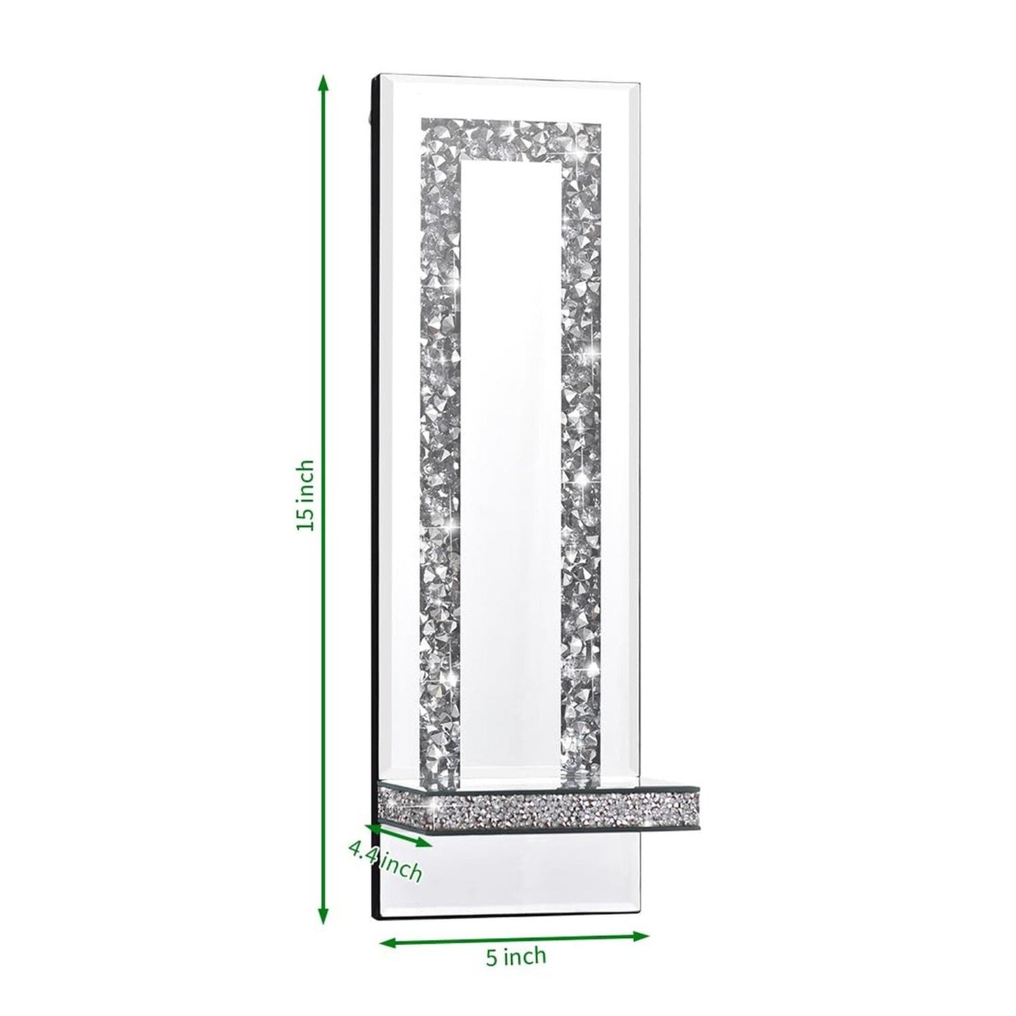 Crystal Crush Diamond Mirrored Candle Sconces – Elegant Silver Wall Candle Holder Set