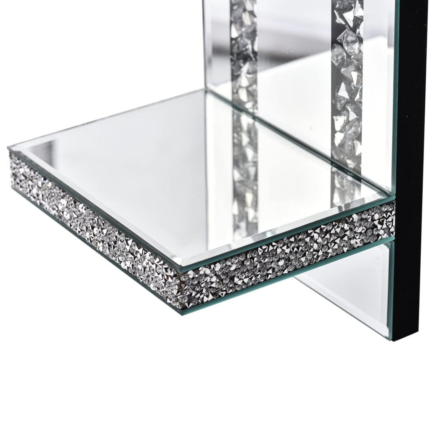 Crystal Crush Diamond Mirrored Candle Sconces – Elegant Silver Wall Candle Holder Set