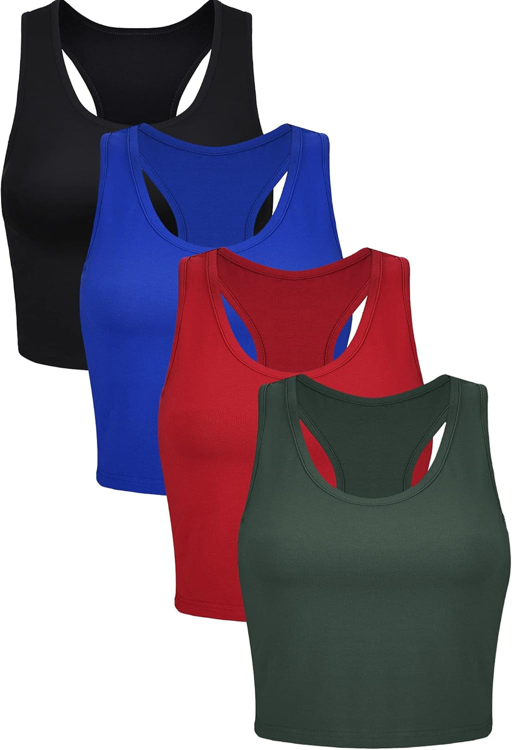 4 Pieces Basic Workout Crop Tank Tops Sleeveless Racerback Sport Tank Top for Women Yoga Running