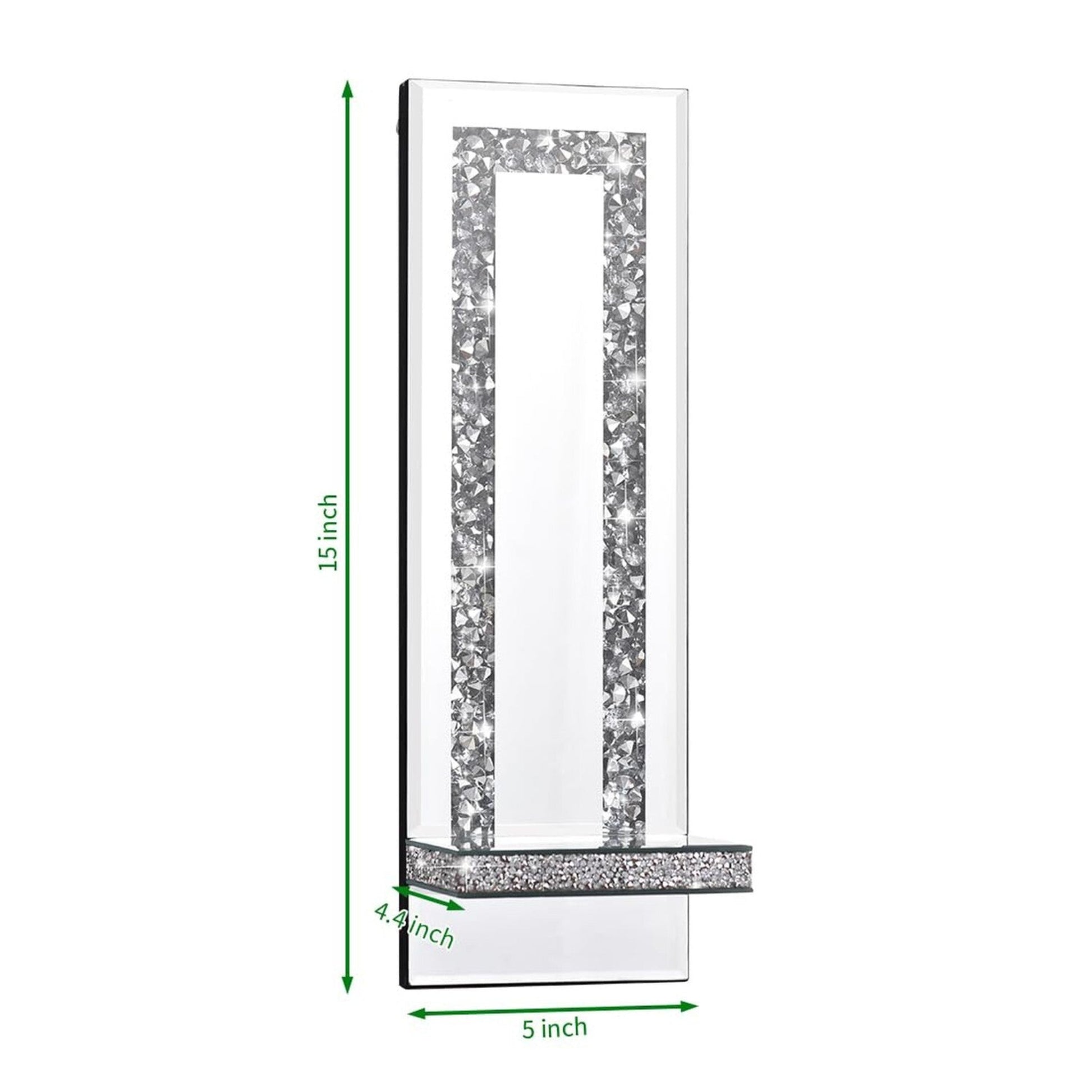  Crystal Crush Diamond Mirrored Candle Sconces – Elegant Silver Wall Candle Holder Set