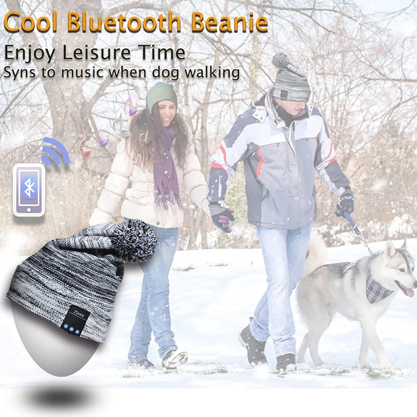 Bluetooth Beanie Hat with Wireless Headphones for Men and Women - Ideal for Outdoor Sports