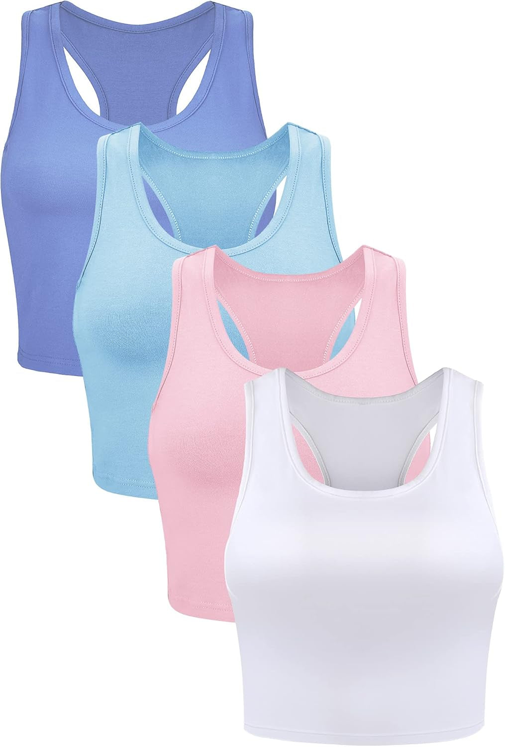 4 Pieces Basic Workout Crop Tank Tops Sleeveless Racerback Sport Tank Top for Women Yoga Running