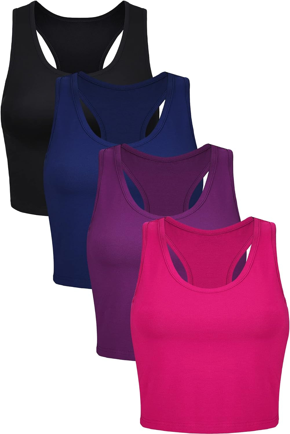 4 Pieces Basic Workout Crop Tank Tops Sleeveless Racerback Sport Tank Top for Women Yoga Running